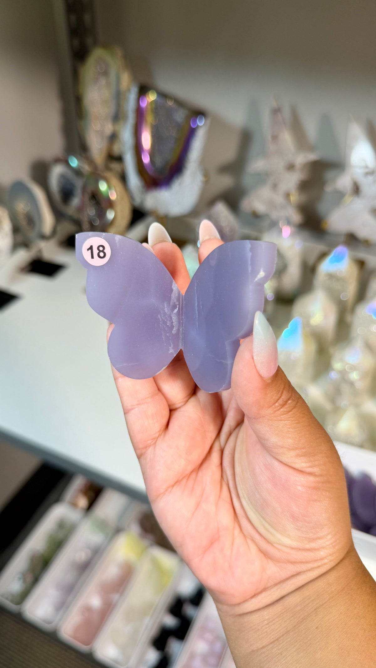 Gorgeous Rare Lavender Fluorite 3D Butterly | Hand Carved in India, Sourced in Mexico | Opt 18