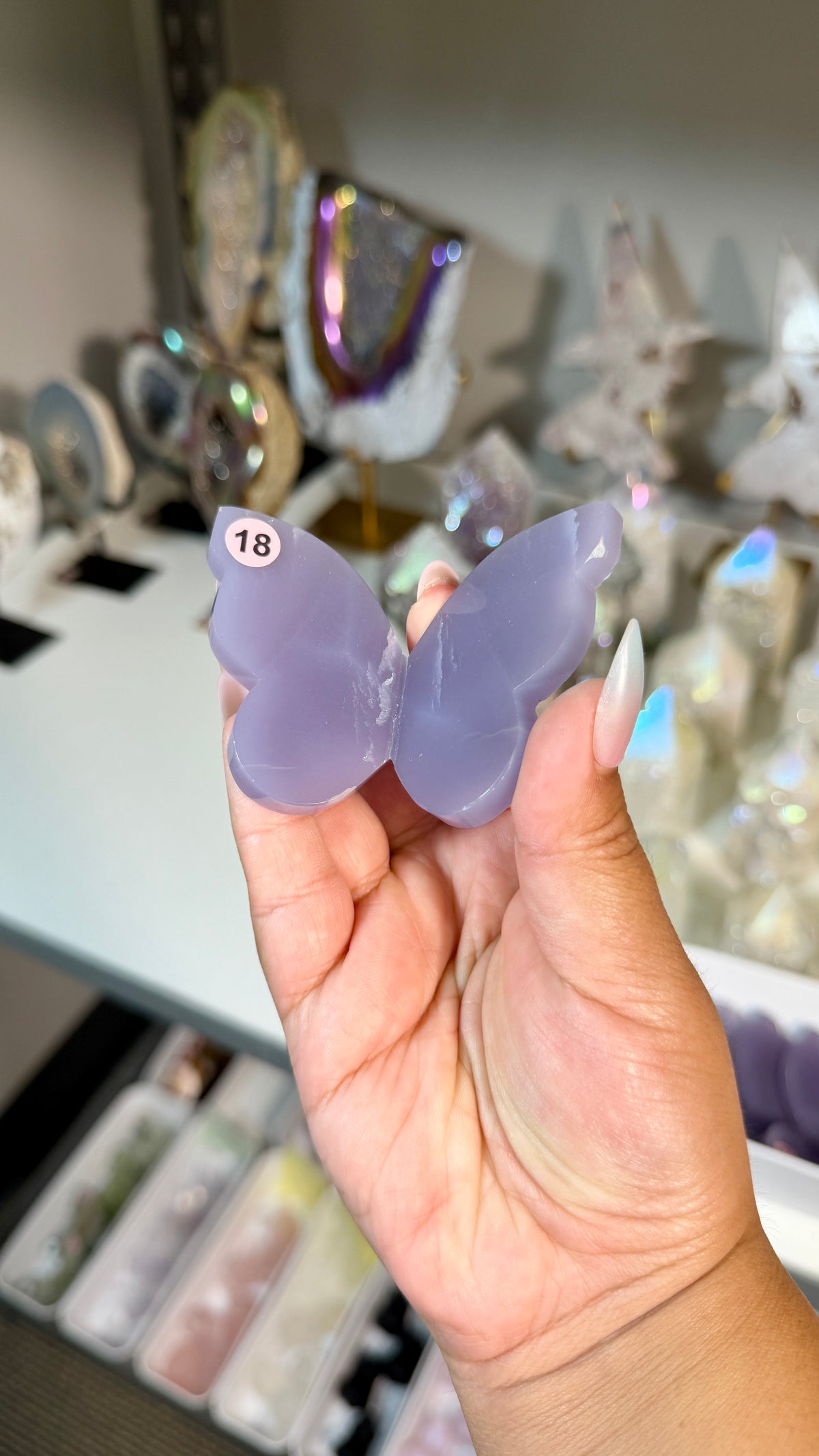 Gorgeous Rare Lavender Fluorite 3D Butterly | Hand Carved in India, Sourced in Mexico | Opt 18