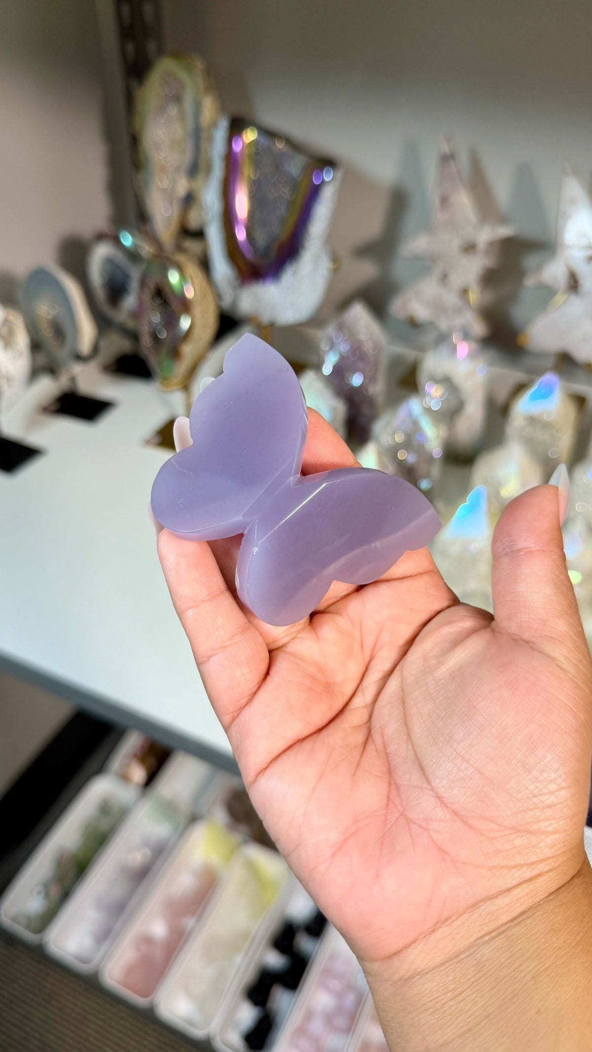 Gorgeous Rare Lavender Fluorite 3D Butterly | Hand Carved in India, Sourced in Mexico | Opt 18