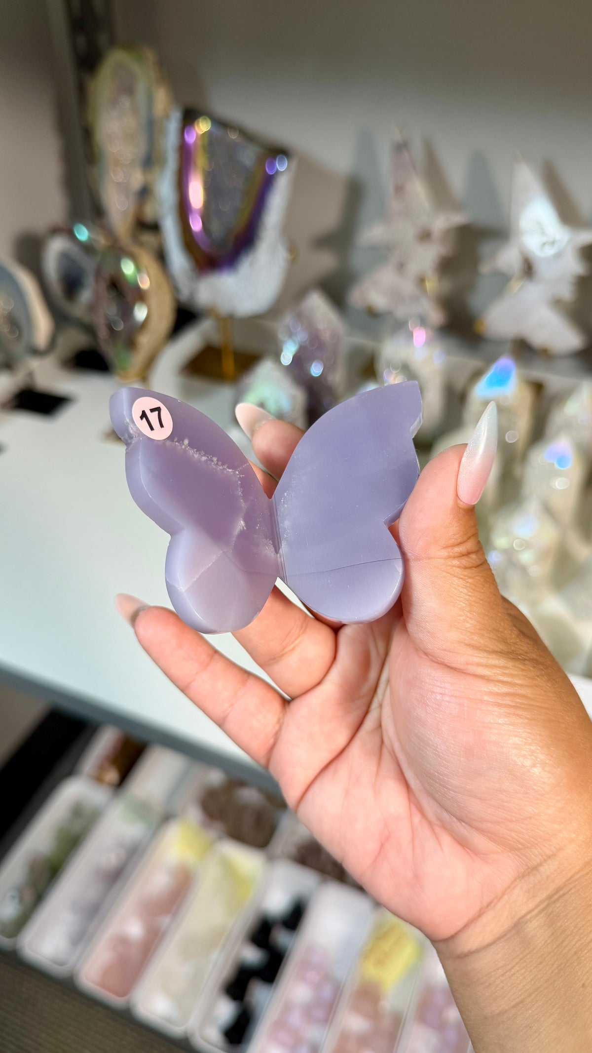 Gorgeous Rare Lavender Fluorite 3D Butterly | Hand Carved in India, Sourced in Mexico | Opt 17