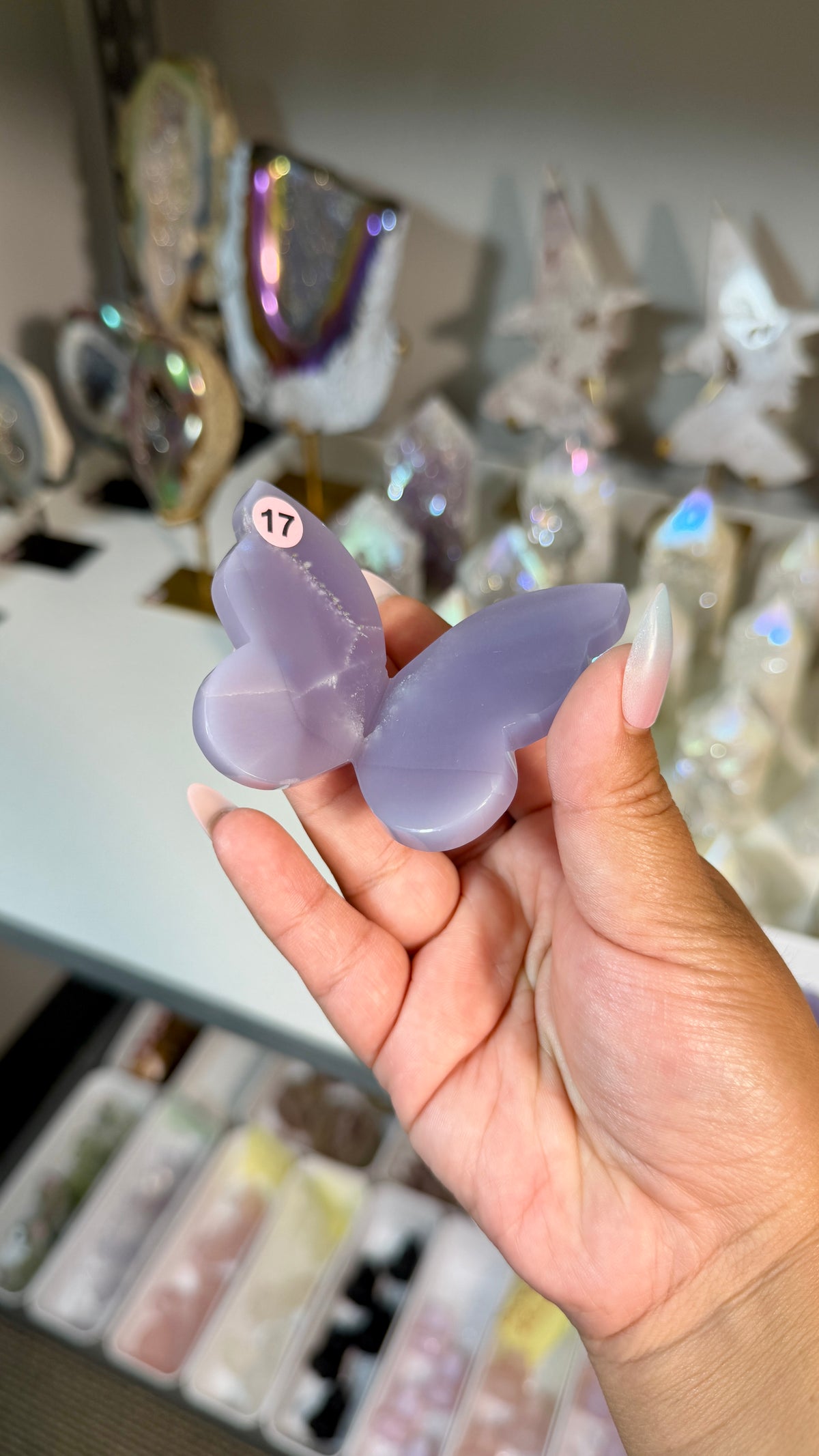 Gorgeous Rare Lavender Fluorite 3D Butterly | Hand Carved in India, Sourced in Mexico | Opt 17