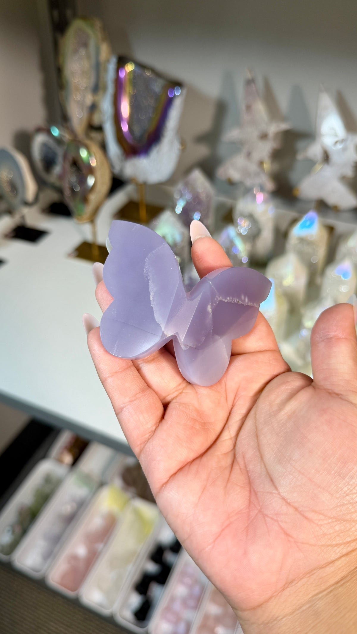 Gorgeous Rare Lavender Fluorite 3D Butterly | Hand Carved in India, Sourced in Mexico | Opt 17