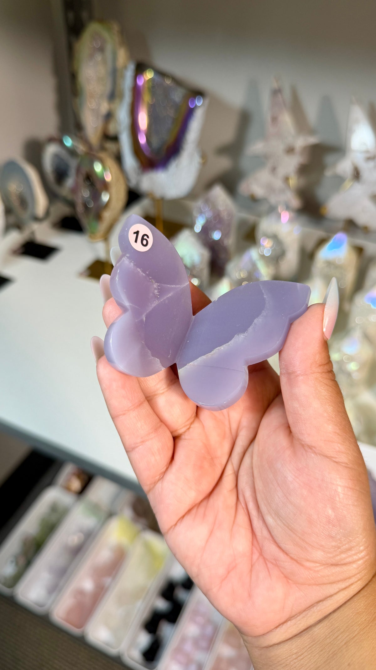 Gorgeous Rare Lavender Fluorite 3D Butterly | Hand Carved in India, Sourced in Mexico | Opt 16