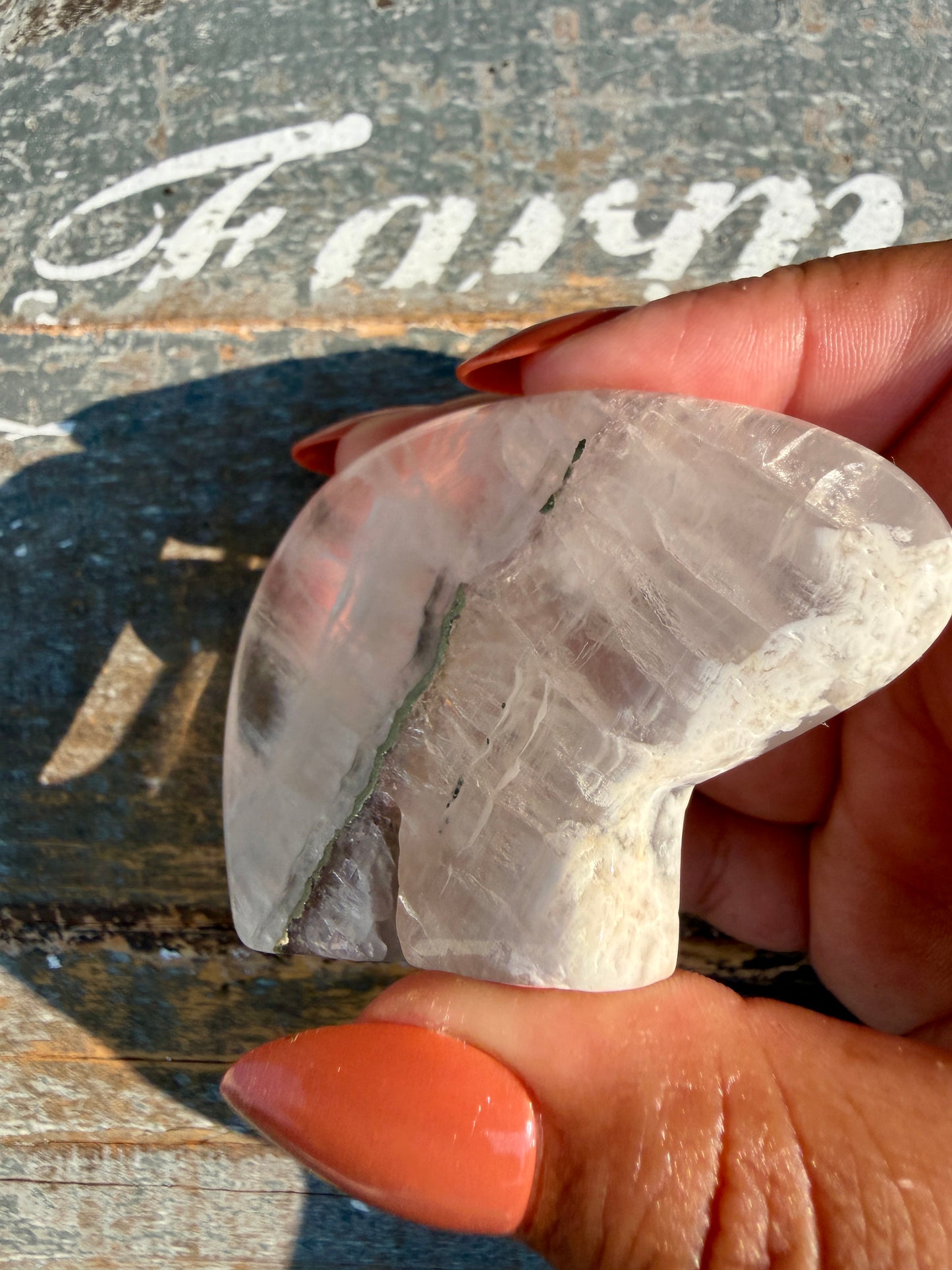 Gorgeous Clear Fluorite with Pyrite Hand Carved Bear | Opt 9