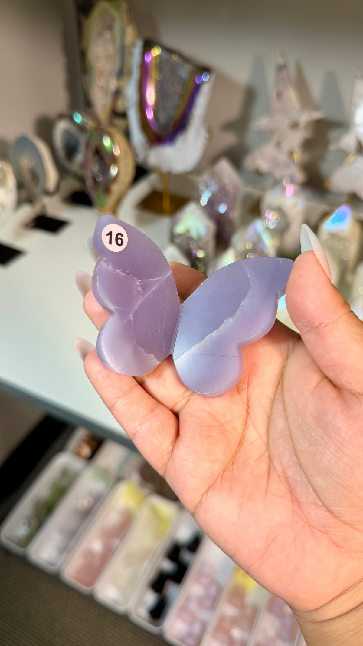 Gorgeous Rare Lavender Fluorite 3D Butterly | Hand Carved in India, Sourced in Mexico | Opt 16