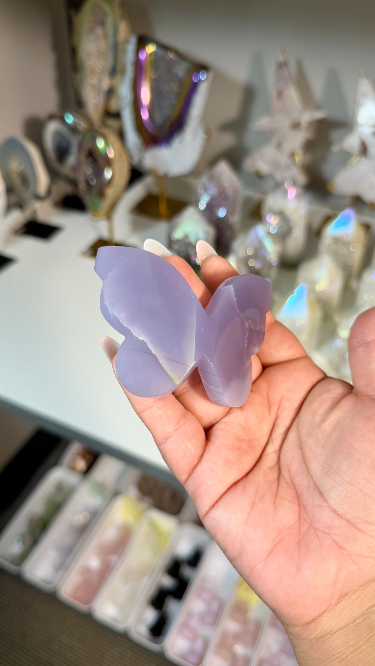 Gorgeous Rare Lavender Fluorite 3D Butterly | Hand Carved in India, Sourced in Mexico | Opt 16