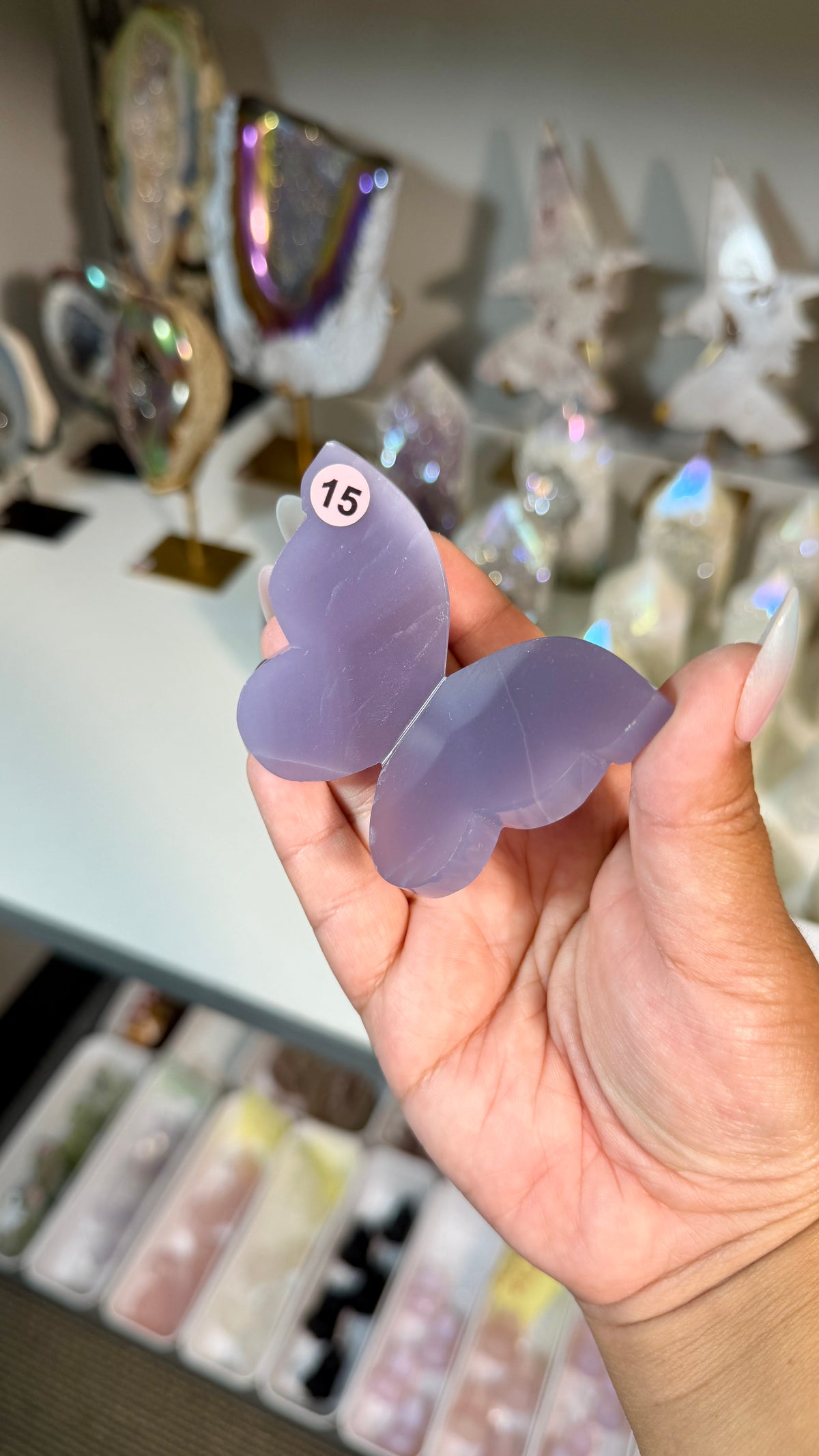 Gorgeous Rare Lavender Fluorite 3D Butterly | Hand Carved in India, Sourced in Mexico | Opt 15