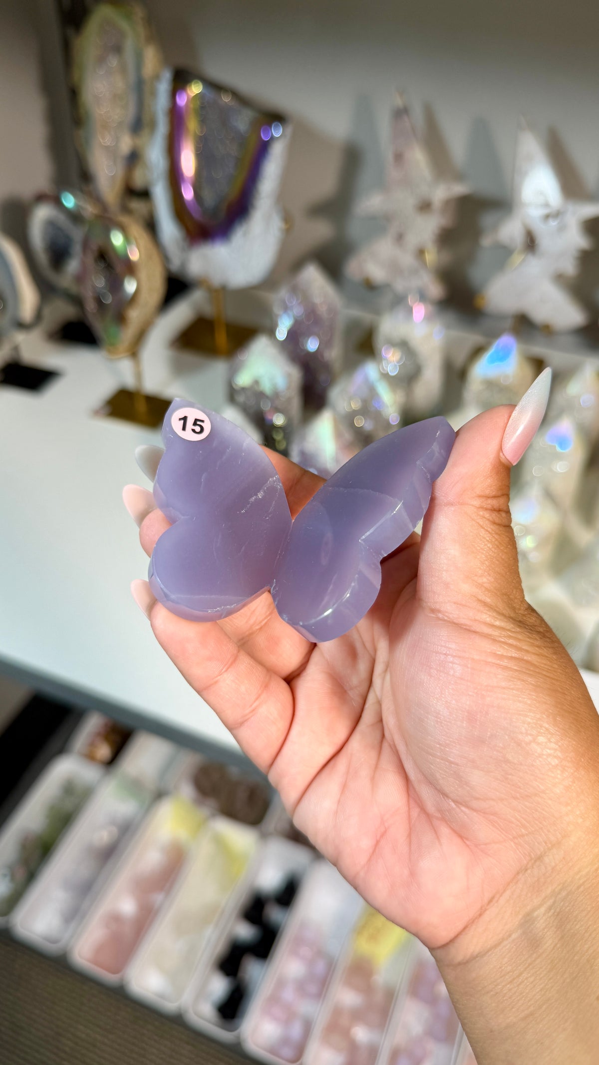 Gorgeous Rare Lavender Fluorite 3D Butterly | Hand Carved in India, Sourced in Mexico | Opt 15