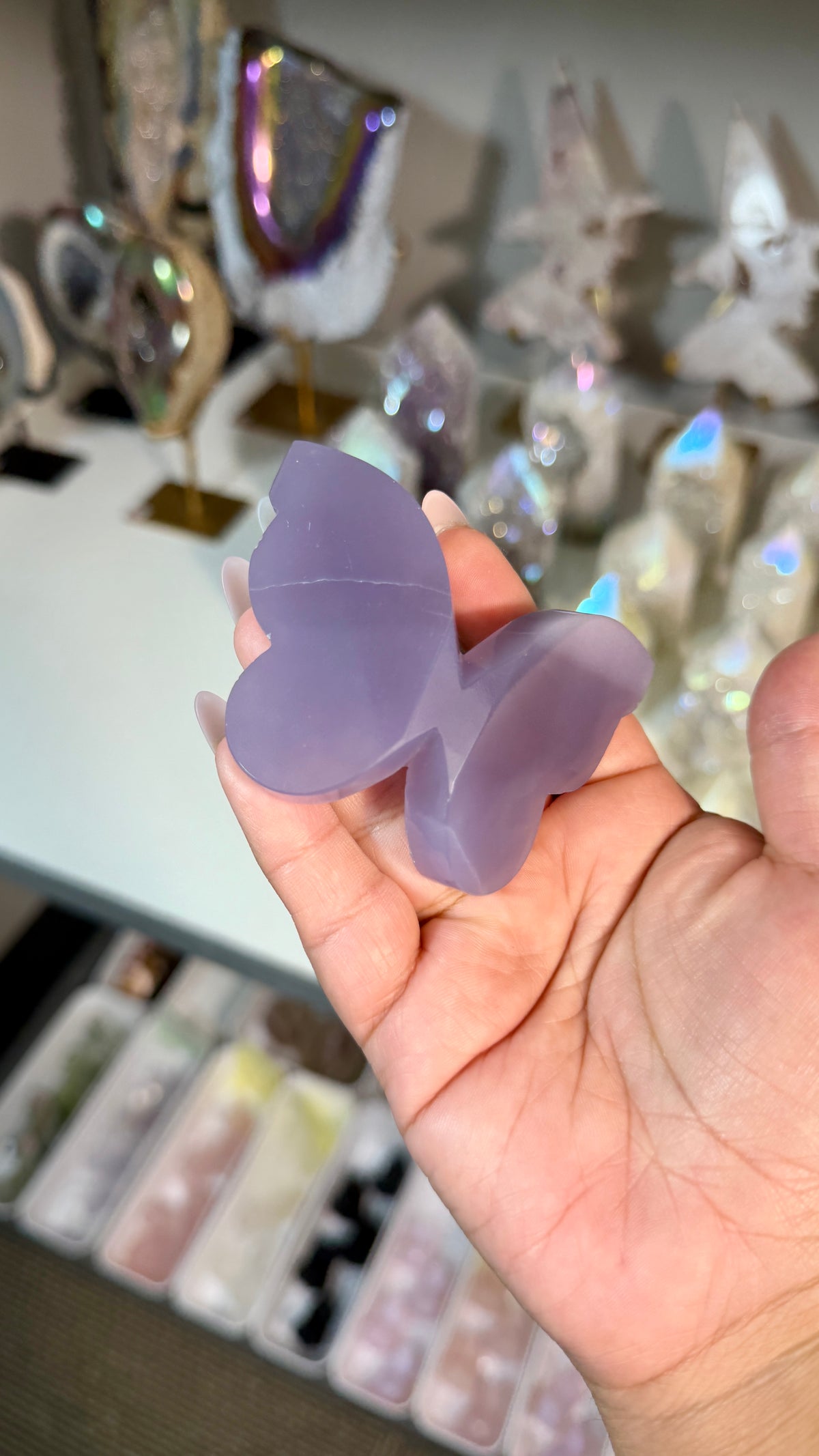Gorgeous Rare Lavender Fluorite 3D Butterly | Hand Carved in India, Sourced in Mexico | Opt 15
