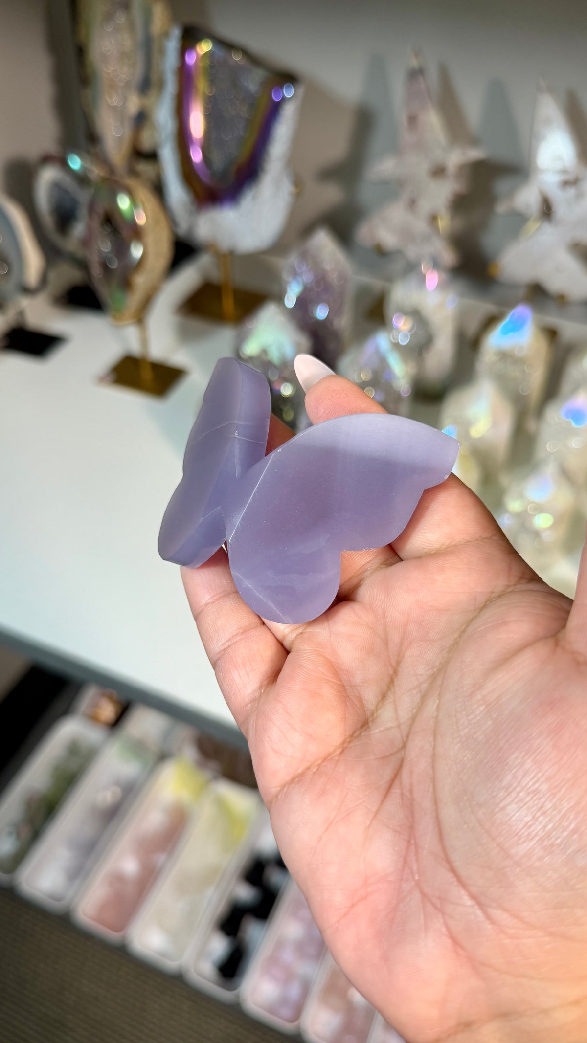 Gorgeous Rare Lavender Fluorite 3D Butterly | Hand Carved in India, Sourced in Mexico | Opt 15