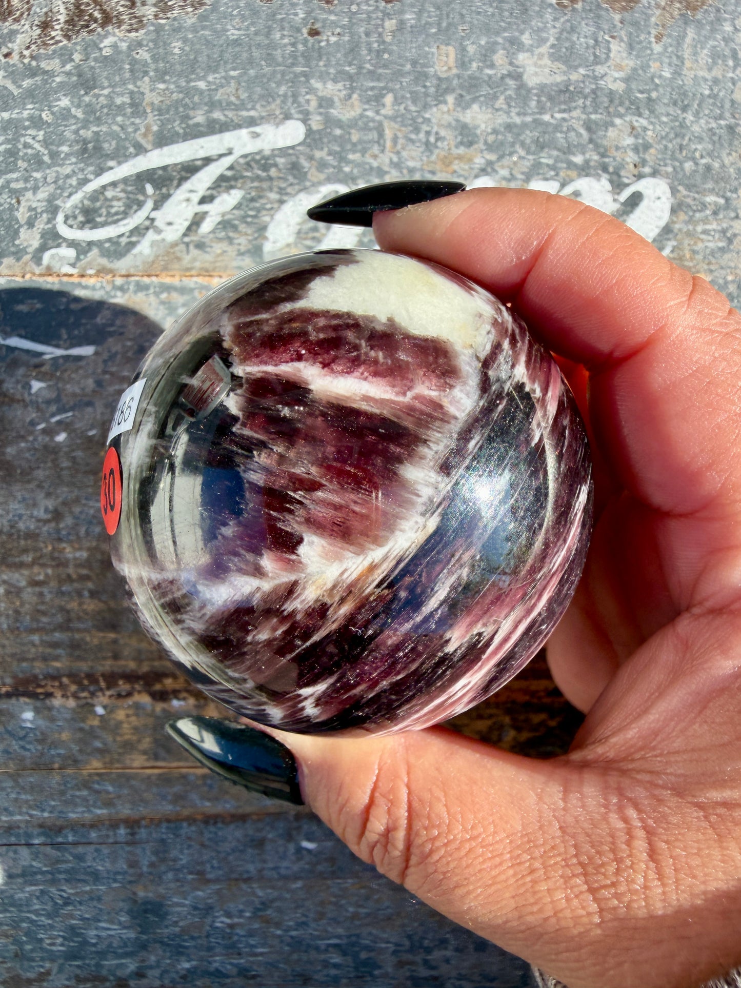 Gorgeous High Quality Flashy Lepidolite Sphere | Opt 30 (VIDEO AVAILABLE)