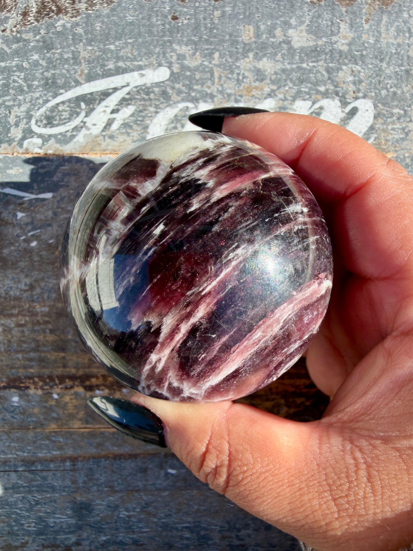 Gorgeous High Quality Flashy Lepidolite Sphere | Opt 30 (VIDEO AVAILABLE)
