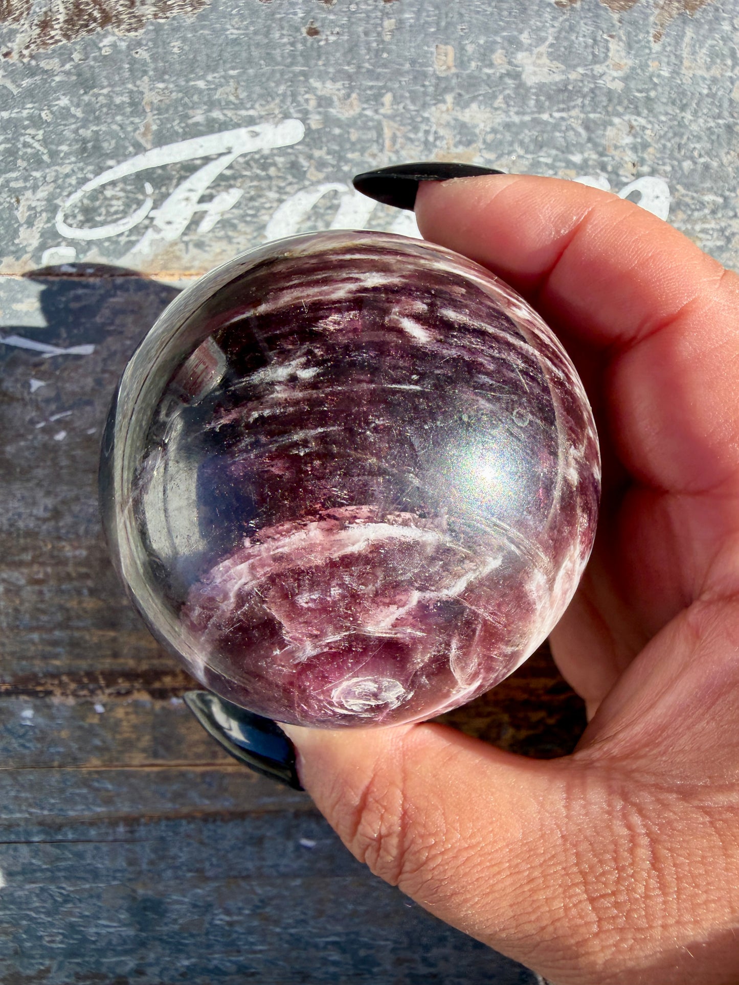 Gorgeous High Quality Flashy Lepidolite Sphere | Opt 30 (VIDEO AVAILABLE)