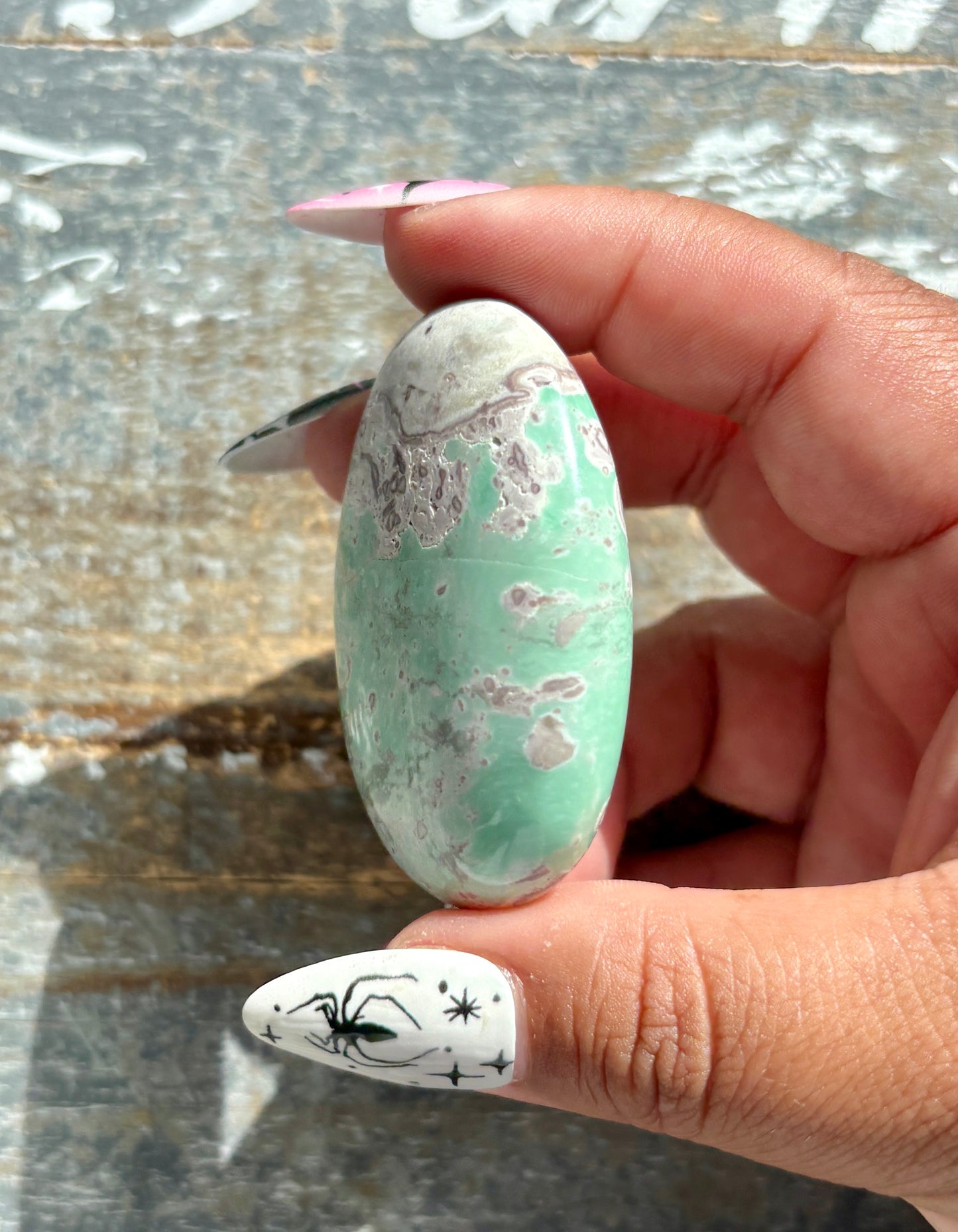 Gorgeous Green Variscite Palm Stone from Utah