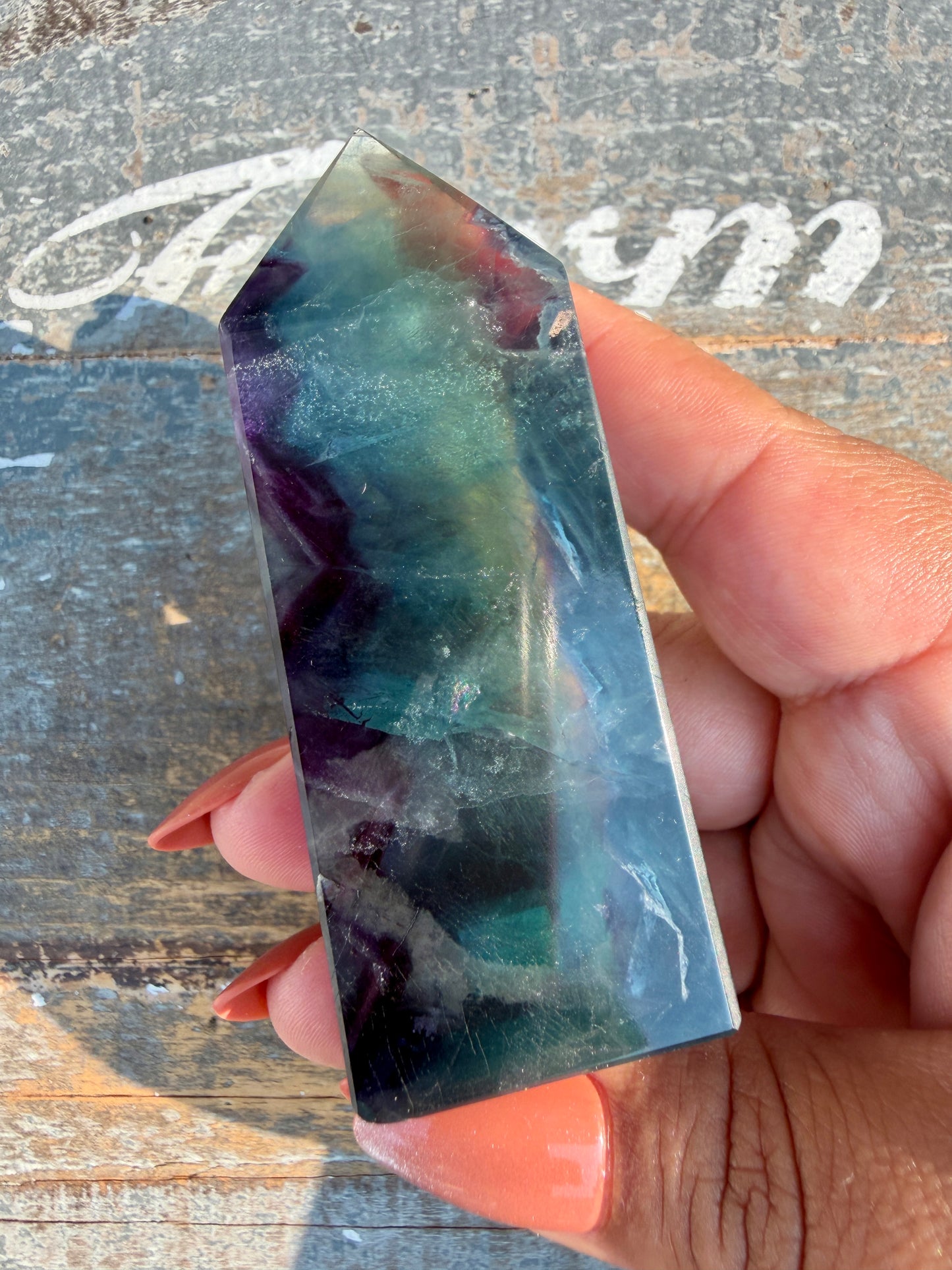 Gorgeous Rainbow Fluorite Tower | Opt 73