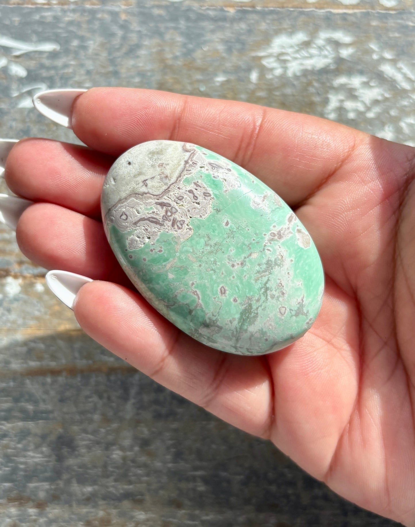 Gorgeous Green Variscite Palm Stone from Utah