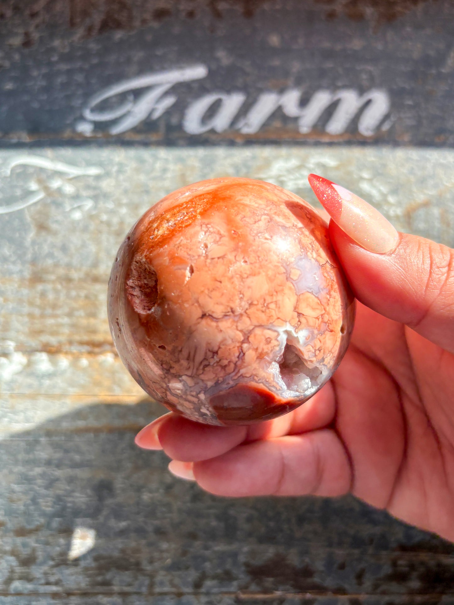 Gorgeous Cotton Candy Pink Agate with Druzy Sphere from Mexico