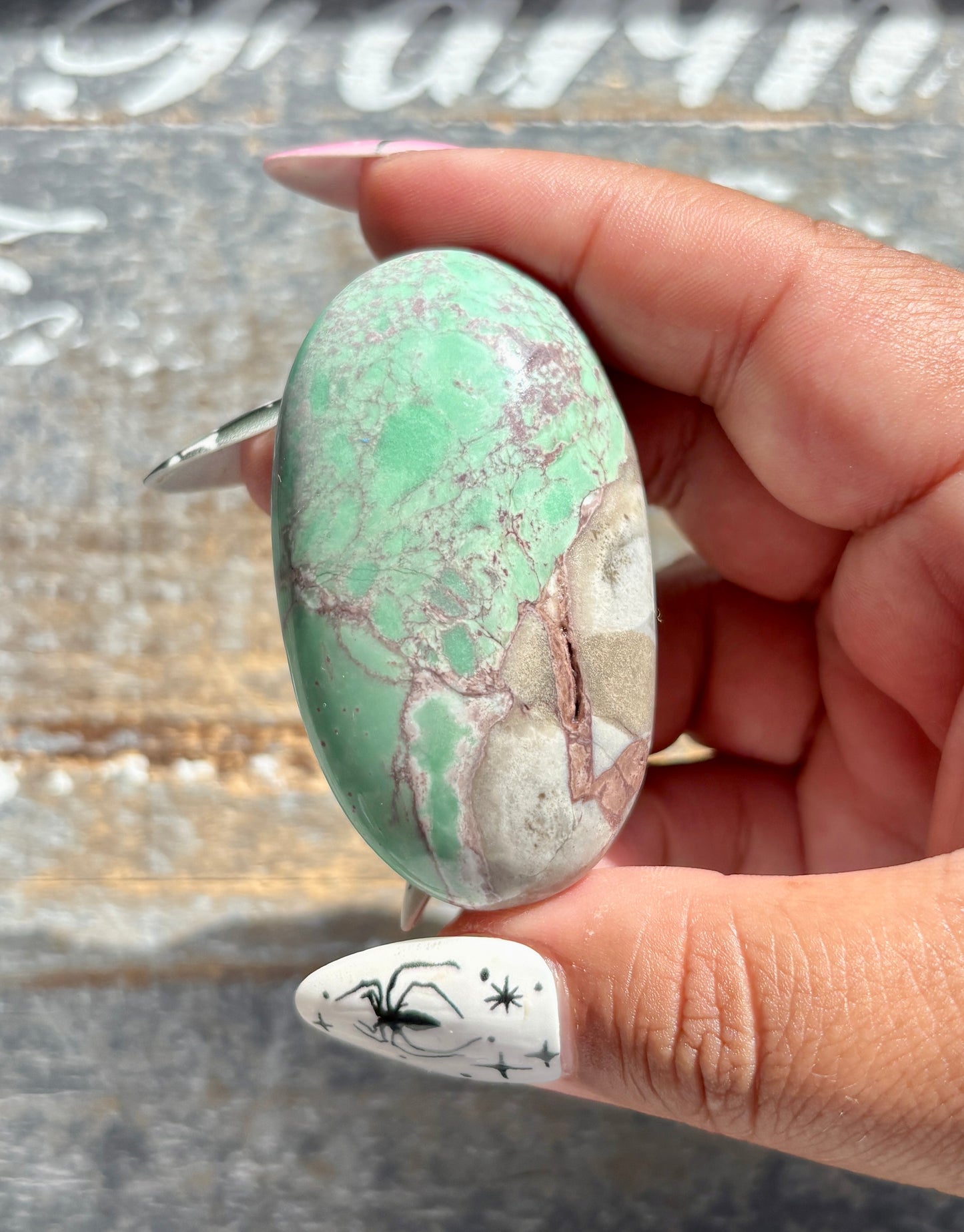 Gorgeous Green Variscite Palm Stone from Utah