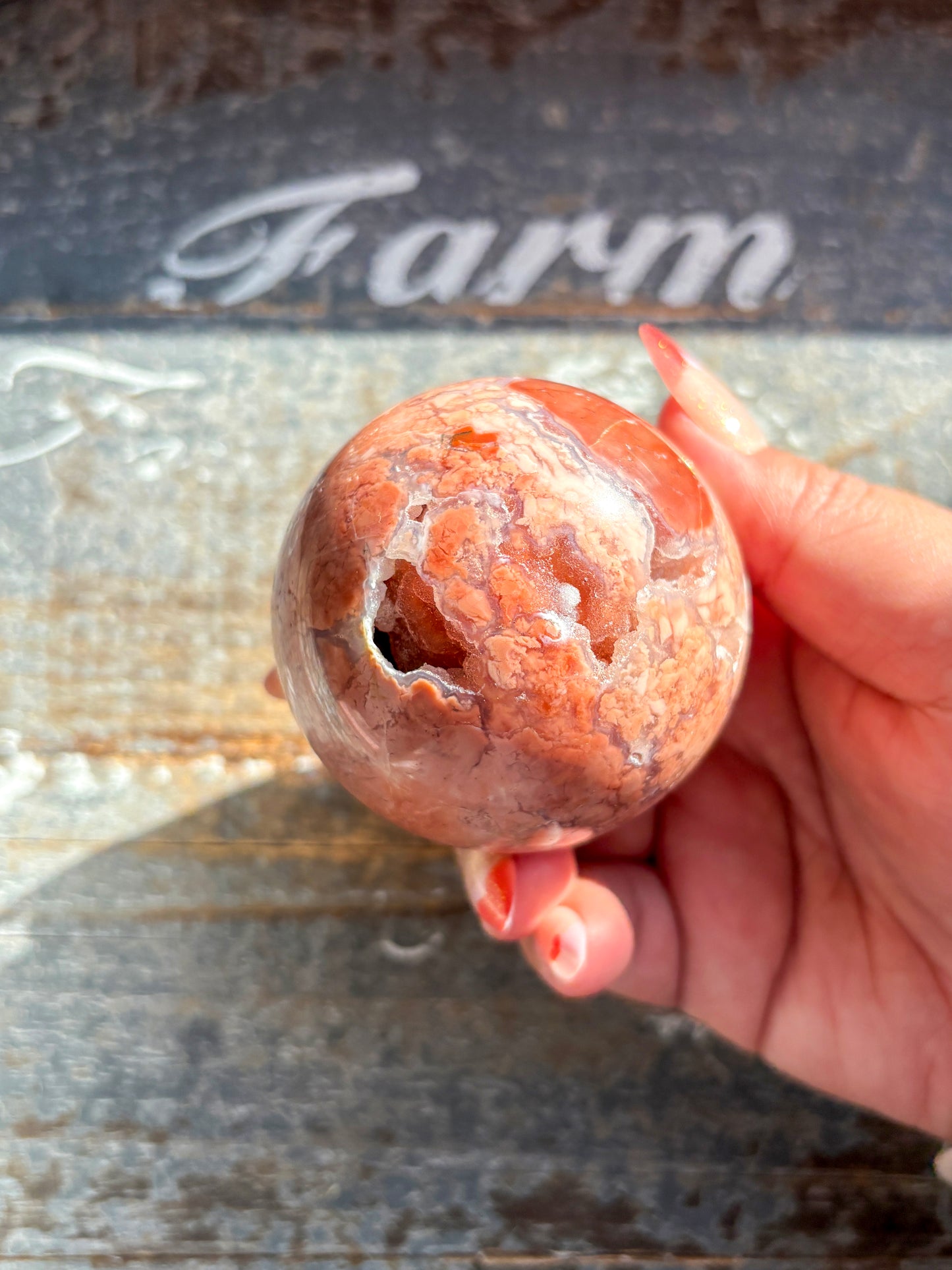 Gorgeous Cotton Candy Pink Agate with Druzy Sphere from Mexico