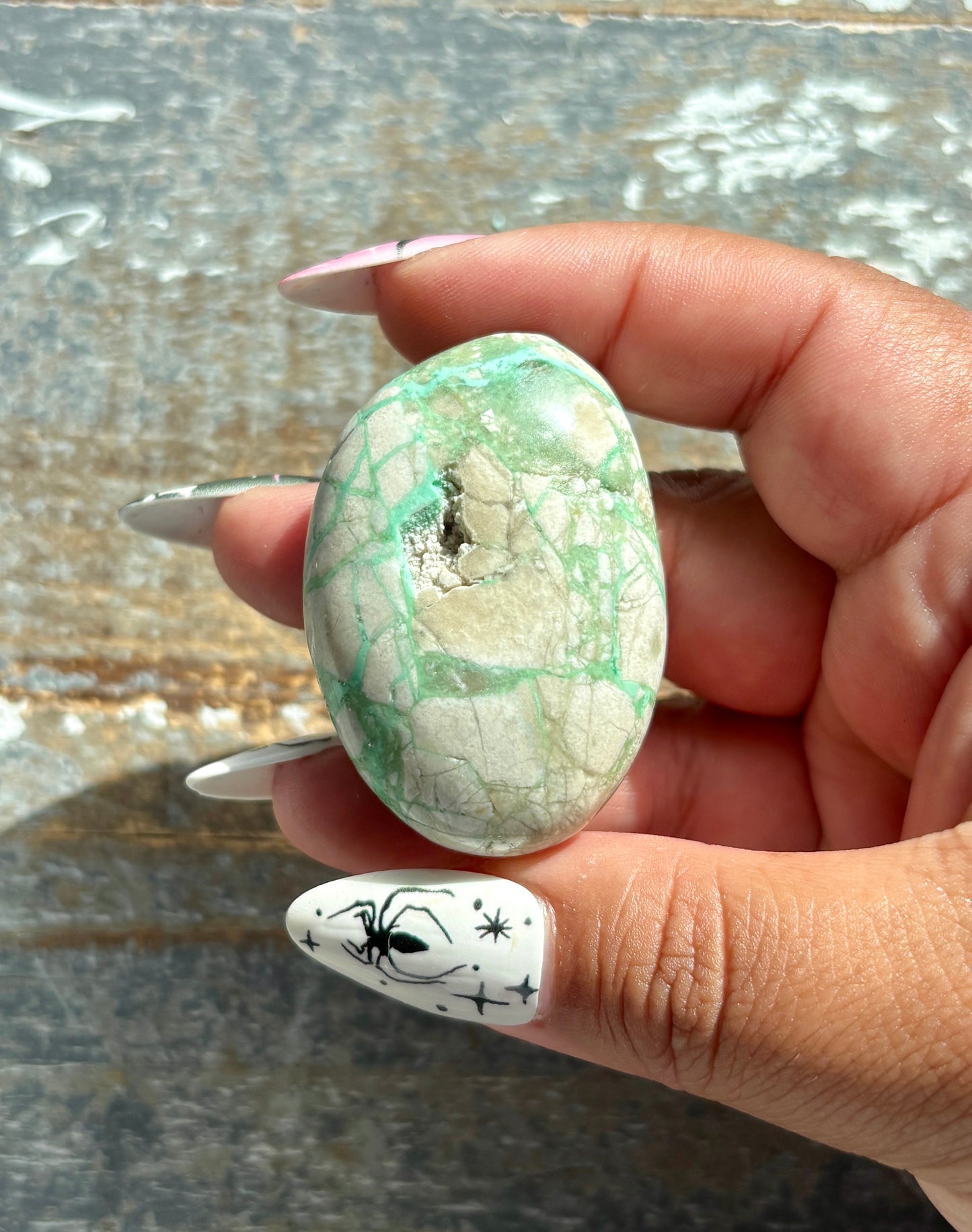 Gorgeous Green Variscite Palm Stone from Utah