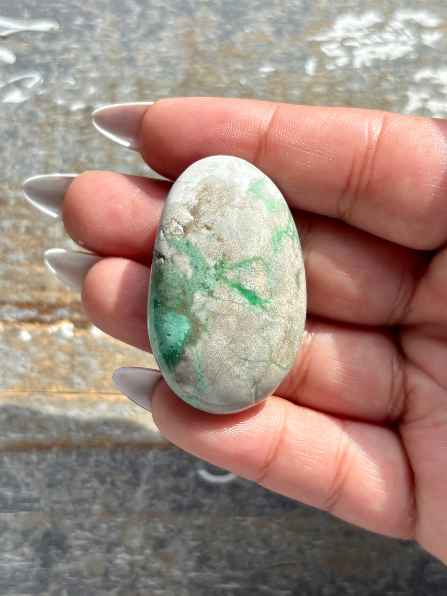 Gorgeous Green Variscite Palm Stone from Utah