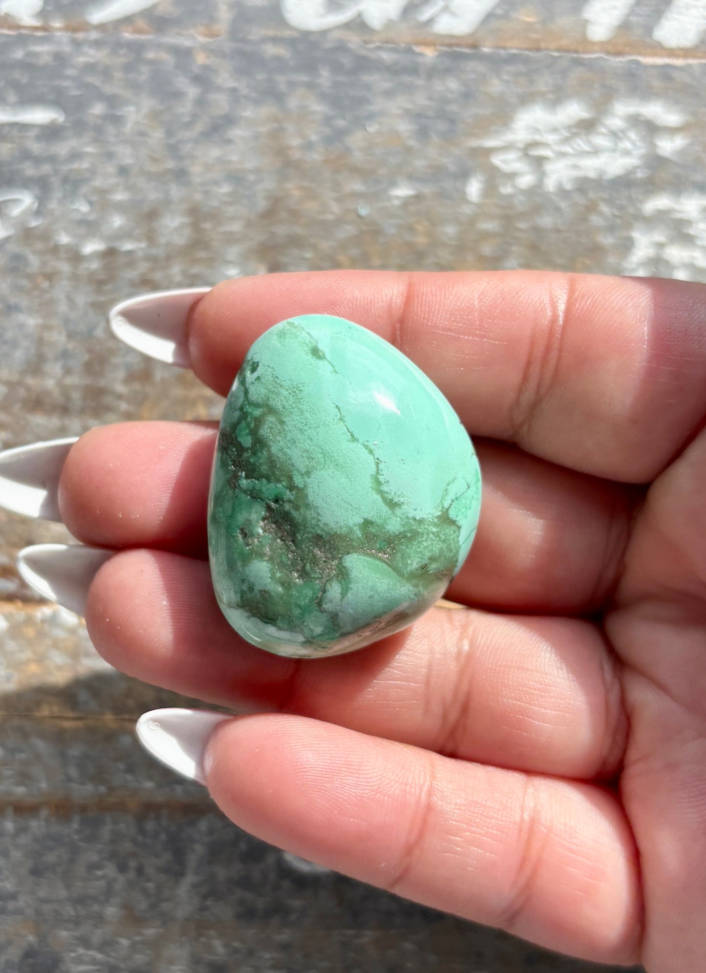 Gorgeous Green Variscite Palm Stone from Utah