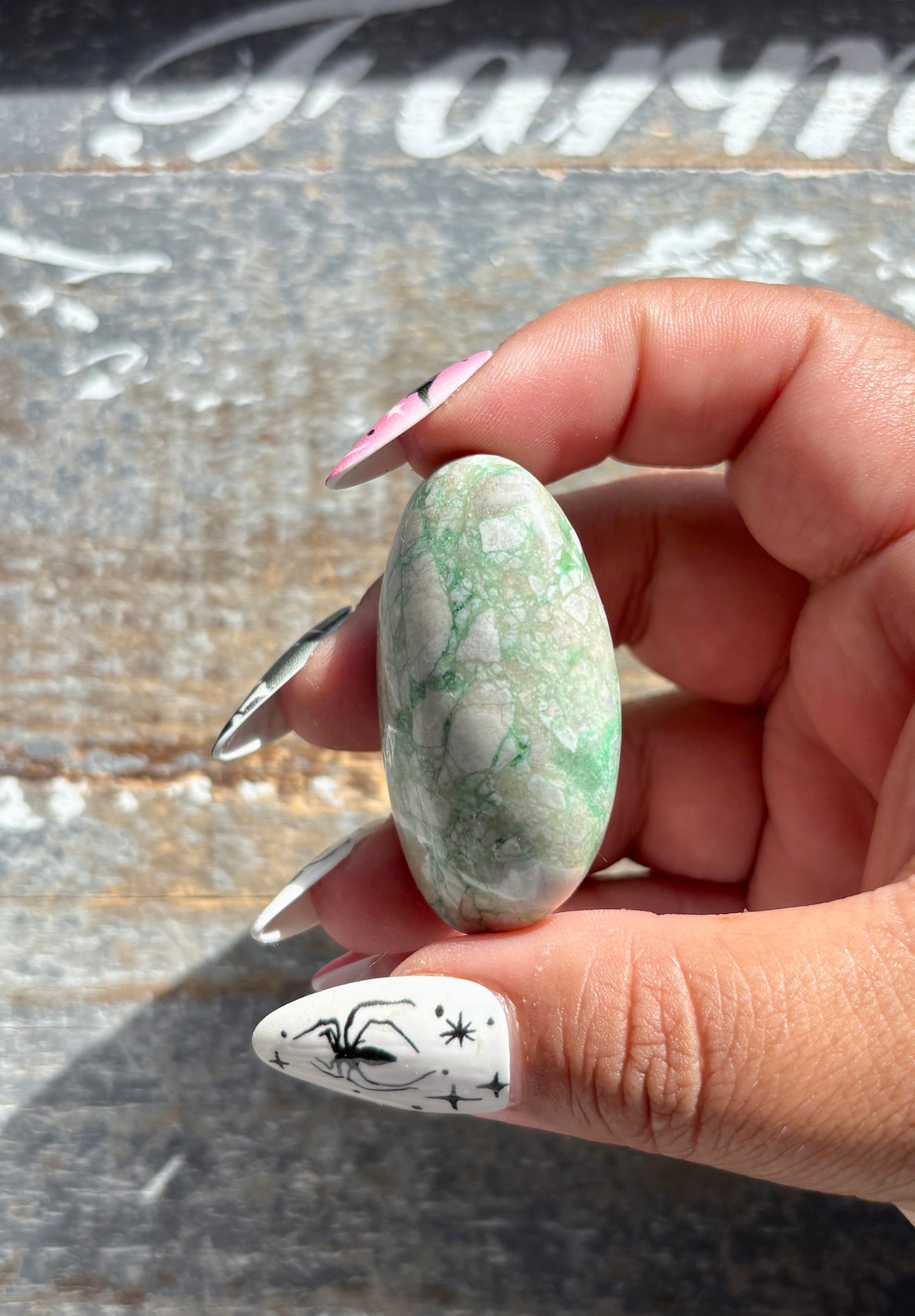 Gorgeous Green Variscite Palm Stone from Utah