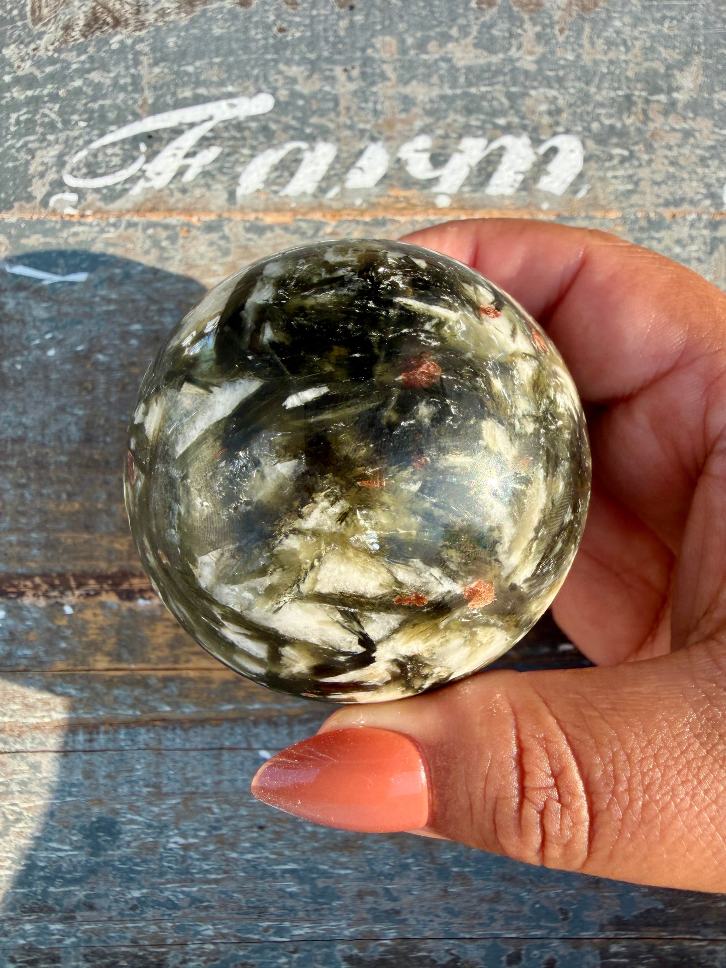 Gorgeous Green Tourmaline & Mica Sphere | Opt 79