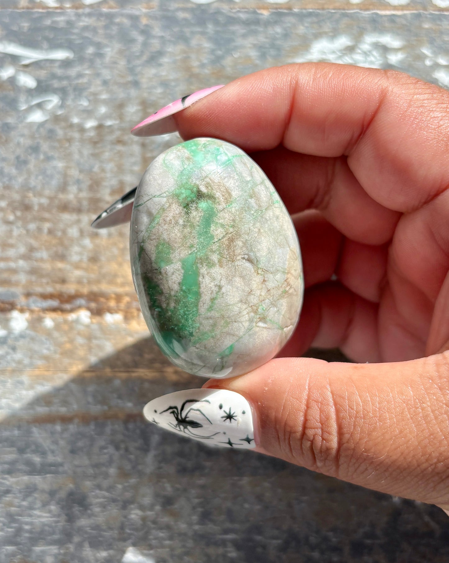 Gorgeous Green Variscite Palm Stone from Utah