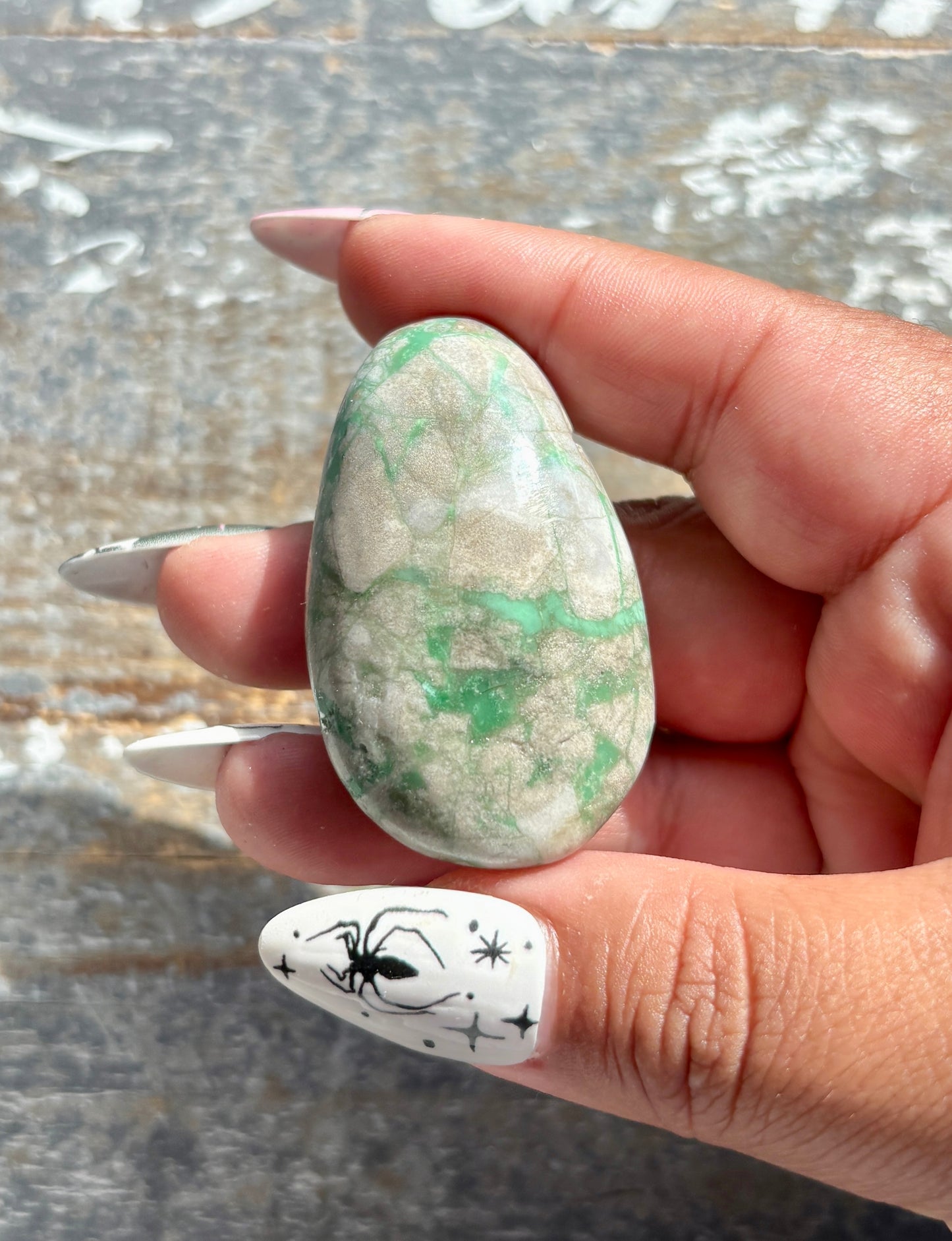 Gorgeous Green Variscite Palm Stone from Utah