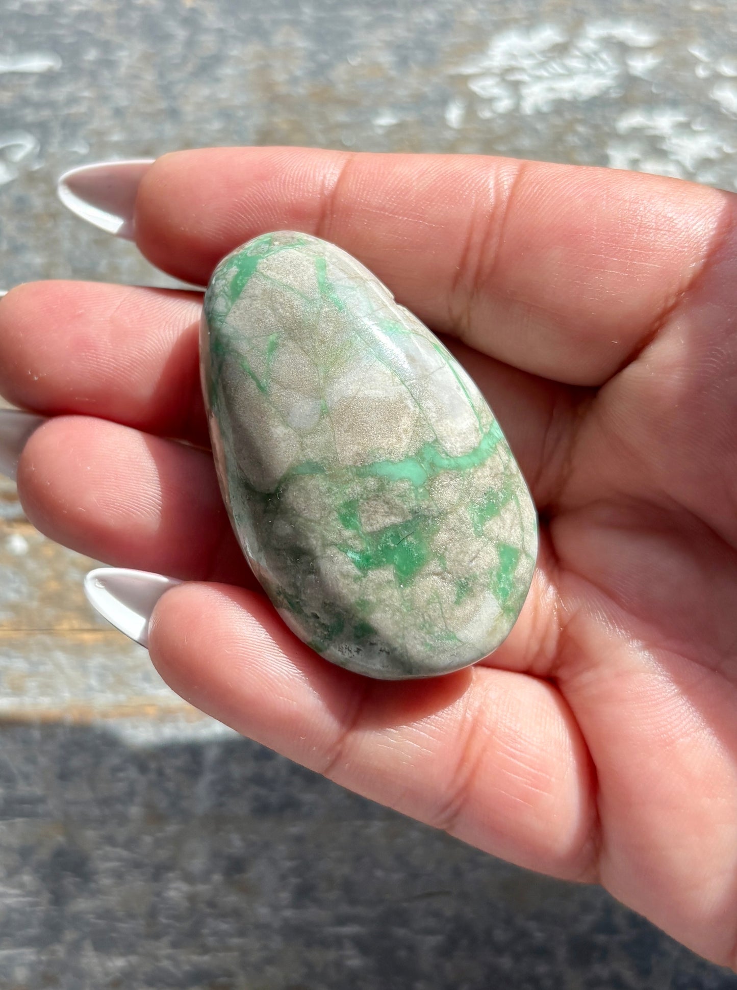 Gorgeous Green Variscite Palm Stone from Utah