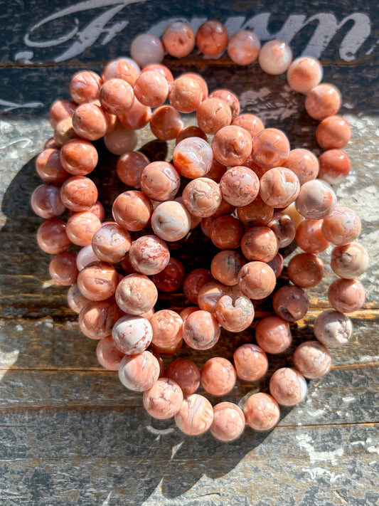 One (1) Gorgeous Cotton Candy Pink Agate Bracelet from Mexico | 10 MM