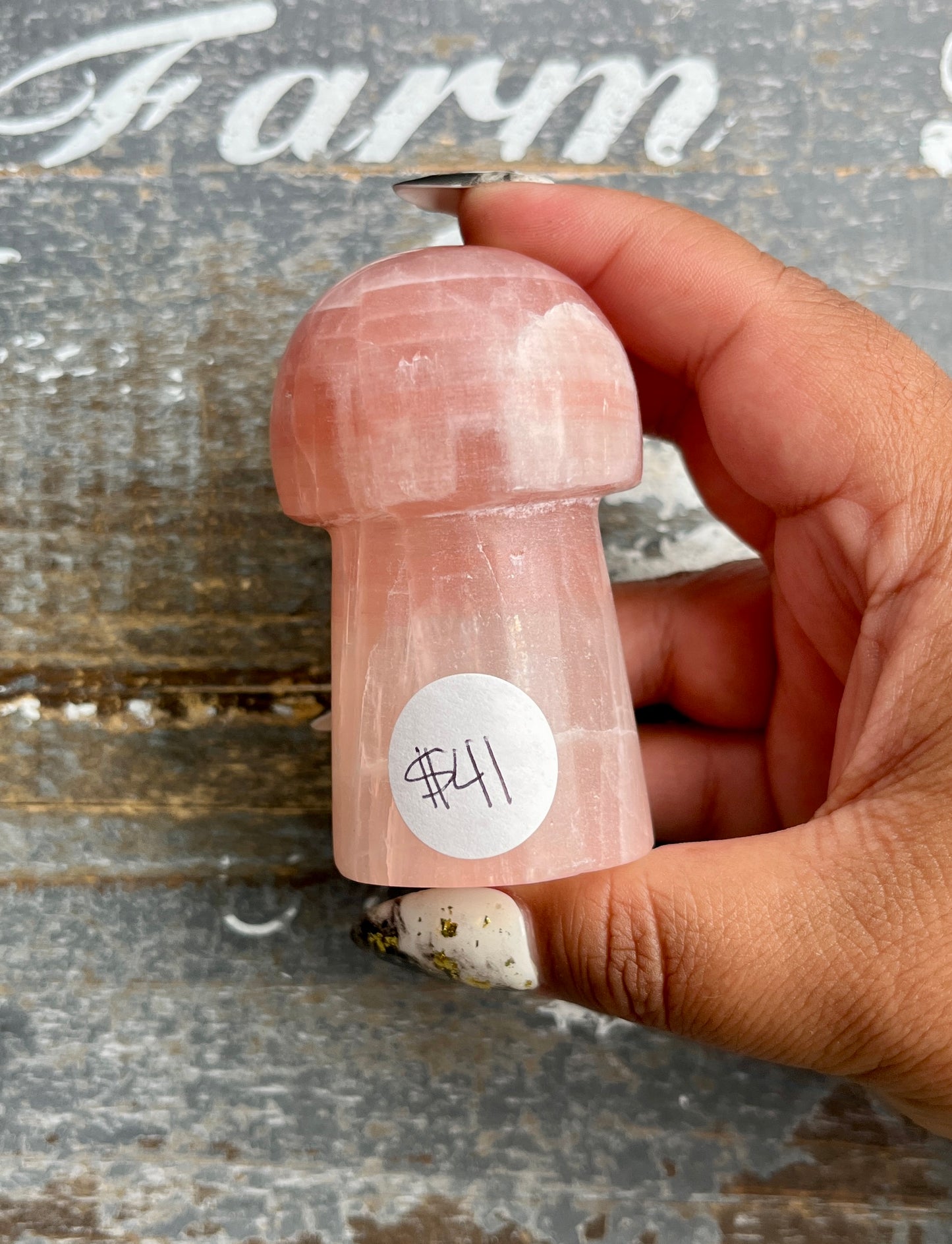 Gorgeous Rose Calcite Mushroom from Pakistan