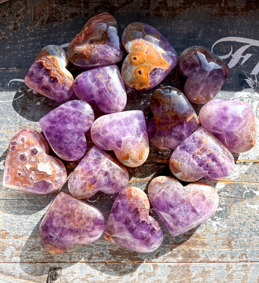 One (1) Gorgeous Crazy Lace & Amethyst Heart