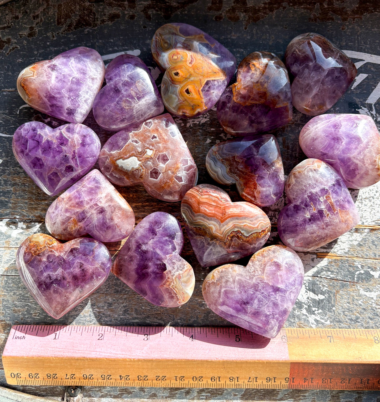 One (1) Gorgeous Crazy Lace & Amethyst Heart