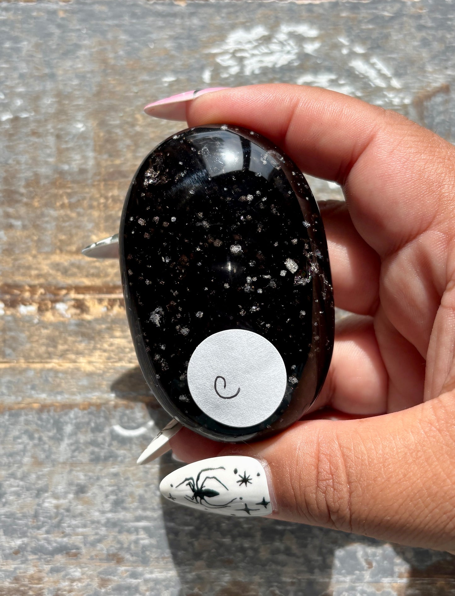 Gorgeous Galaxy Obsidian Palm Stone from Mexico | C