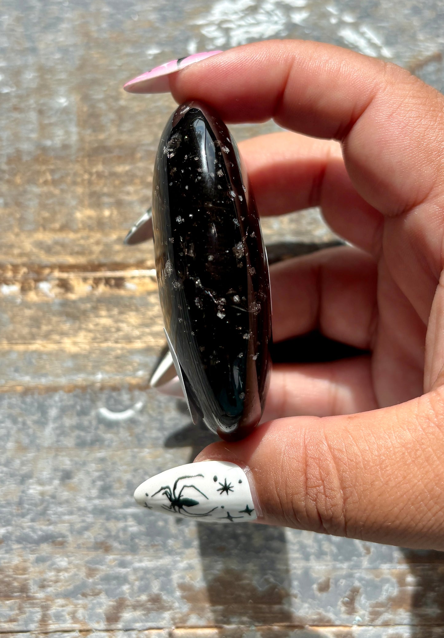 Gorgeous Galaxy Obsidian Palm Stone from Mexico | C