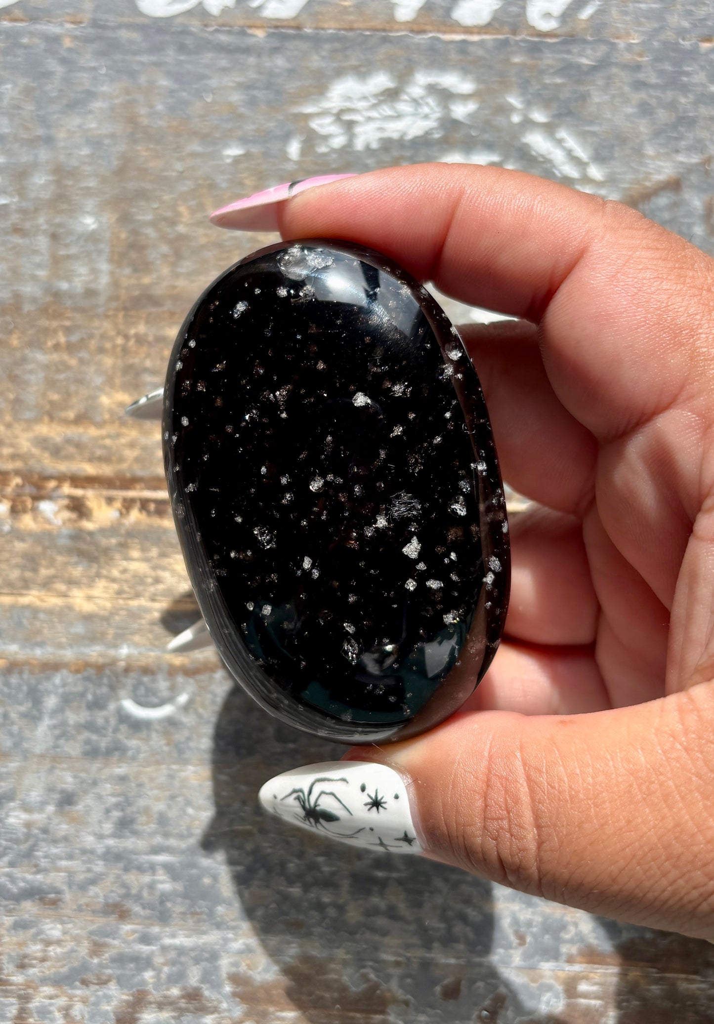 Gorgeous Galaxy Obsidian Palm Stone from Mexico | C