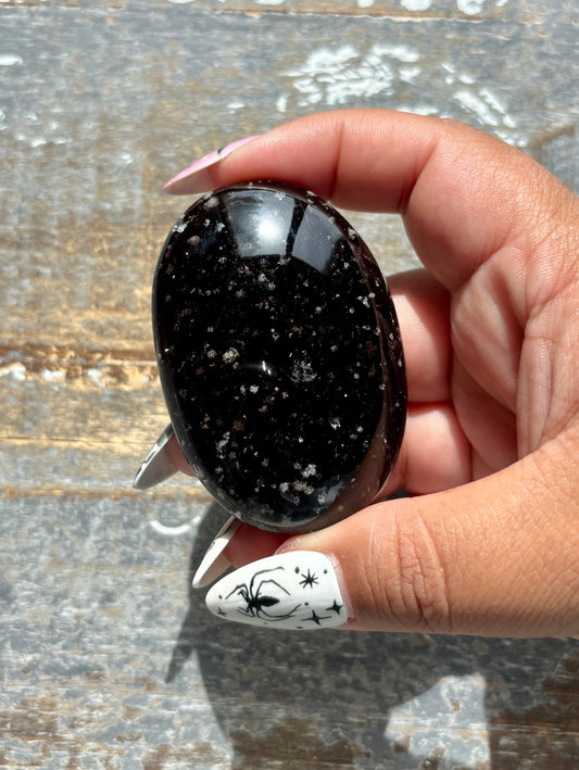 Gorgeous Galaxy Obsidian Palm Stone from Mexico | E