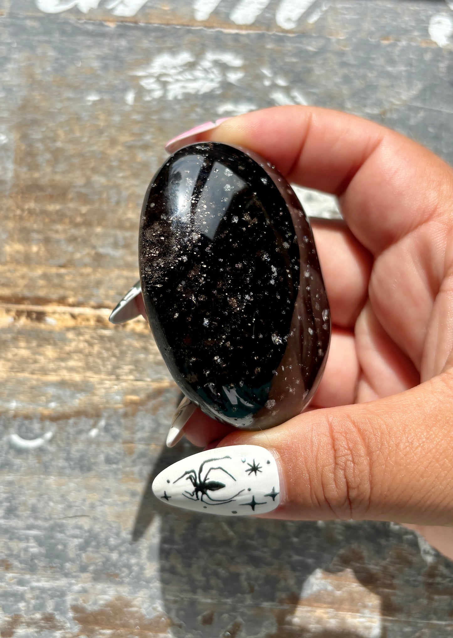 Gorgeous Galaxy Obsidian Palm Stone from Mexico | G