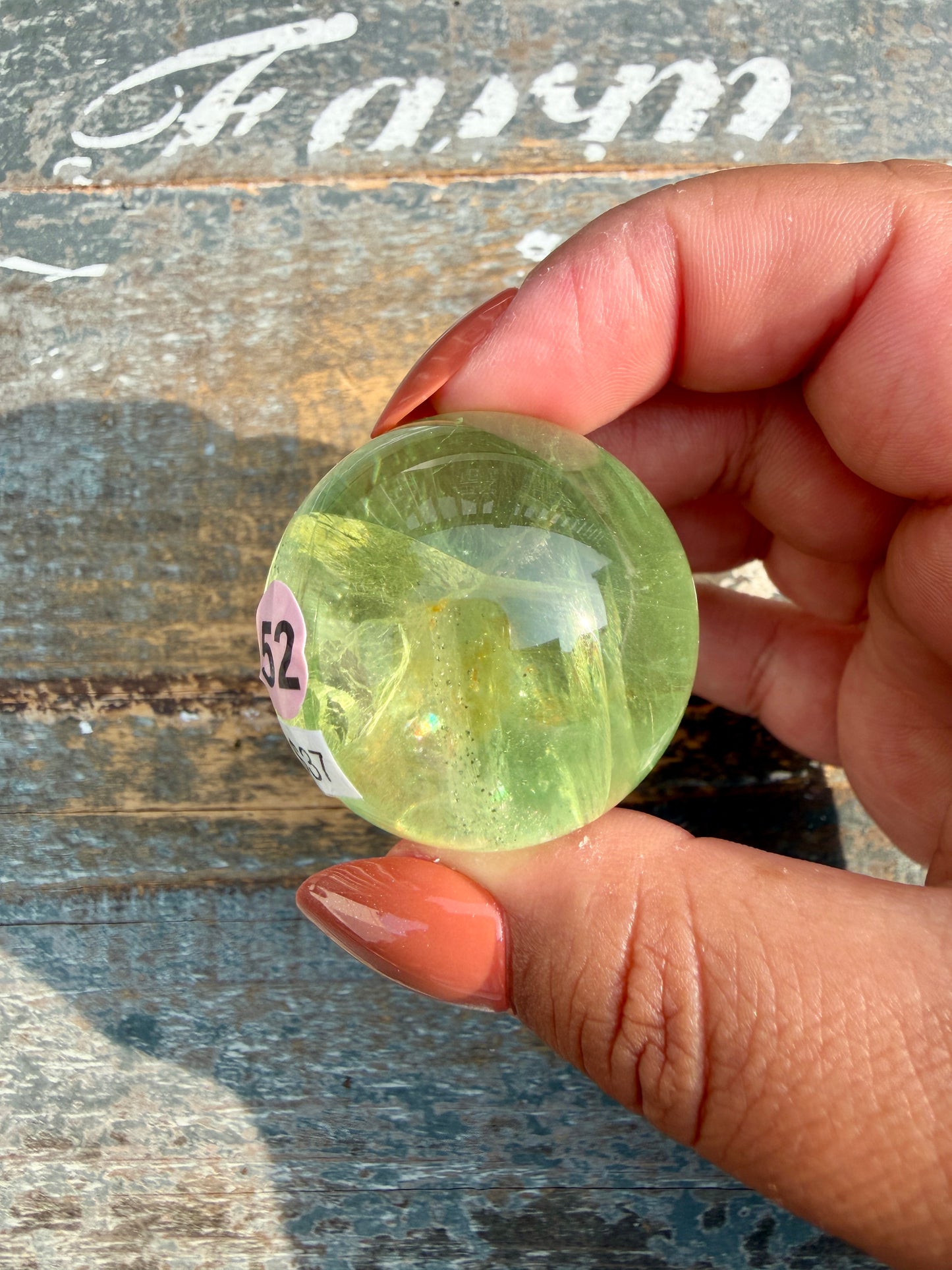 Gorgeous Lime Green Fluorite Sphere | Opt 52 *PYRITE INCLUSIONS