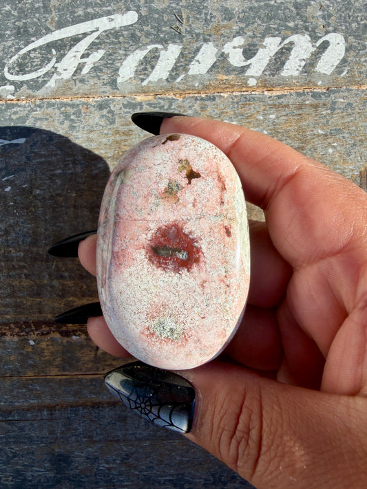 Pastel Unicorn Jasper Palm Stone | India | Opt 30