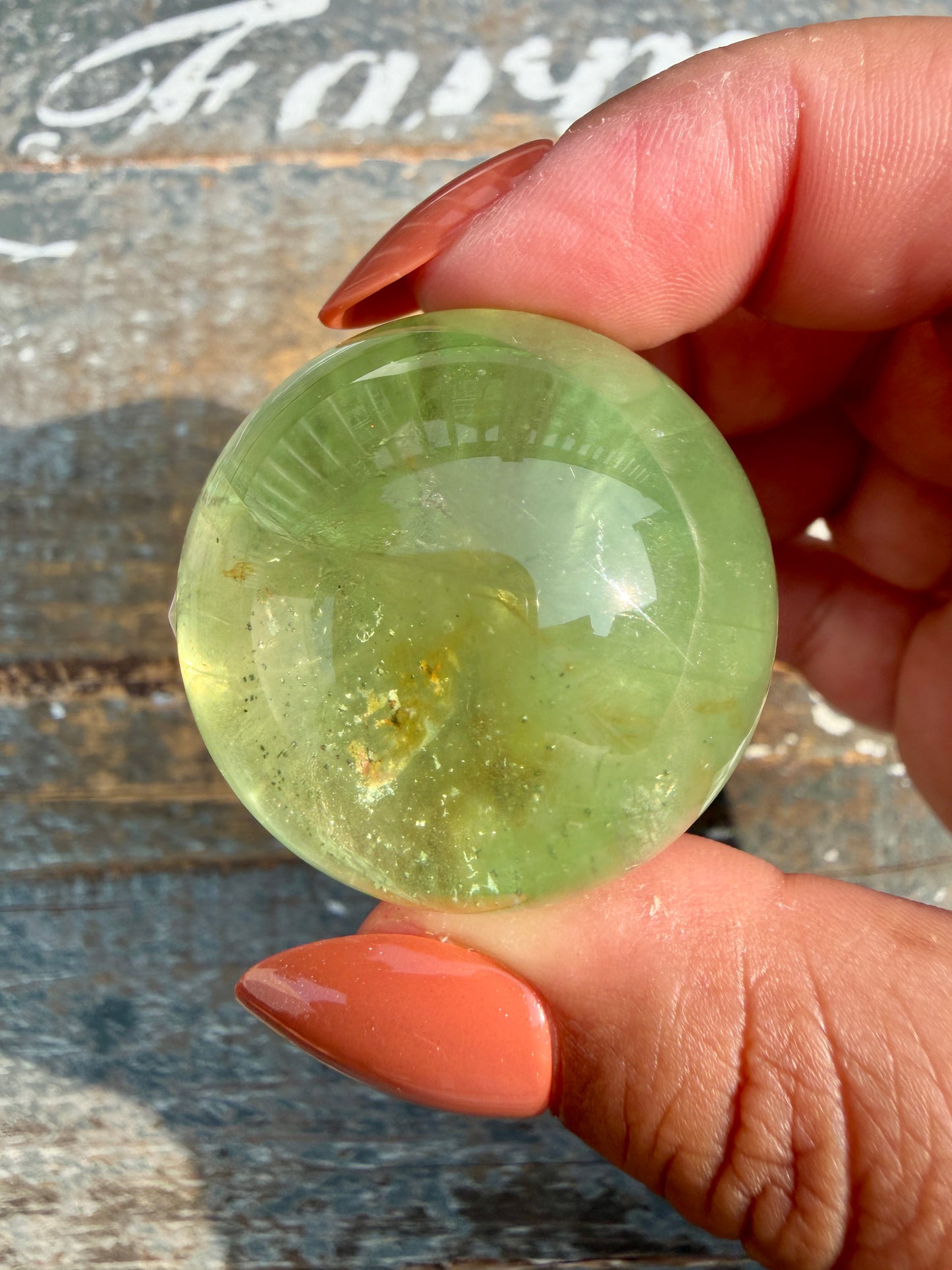 Gorgeous Lime Green Fluorite Sphere | Opt 52 *PYRITE INCLUSIONS
