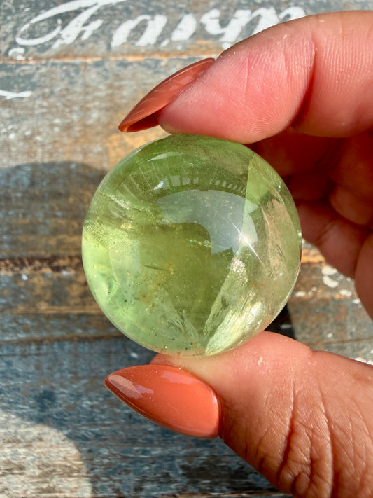 Gorgeous Lime Green Fluorite Sphere | Opt 52 *PYRITE INCLUSIONS