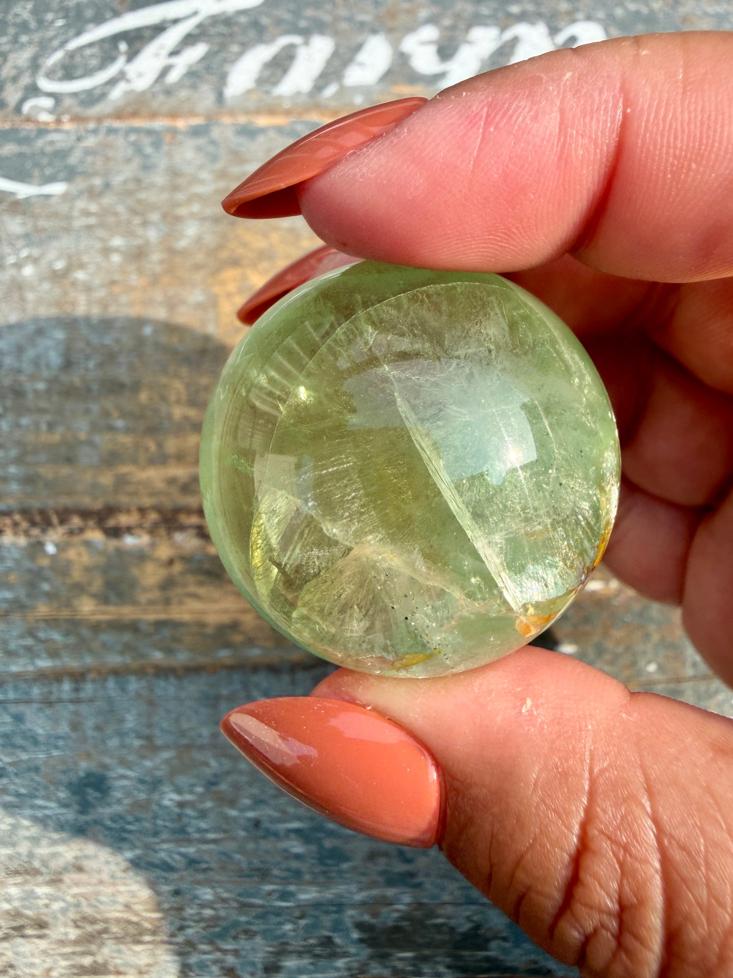 Gorgeous Lime Green Fluorite Sphere | Opt 52 *PYRITE INCLUSIONS