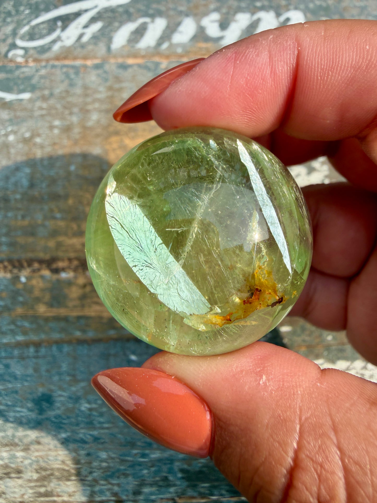 Gorgeous Lime Green Fluorite Sphere | Opt 52 *PYRITE INCLUSIONS
