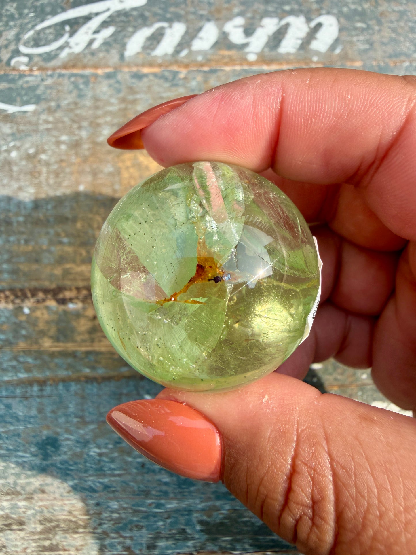 Gorgeous Lime Green Fluorite Sphere | Opt 52 *PYRITE INCLUSIONS