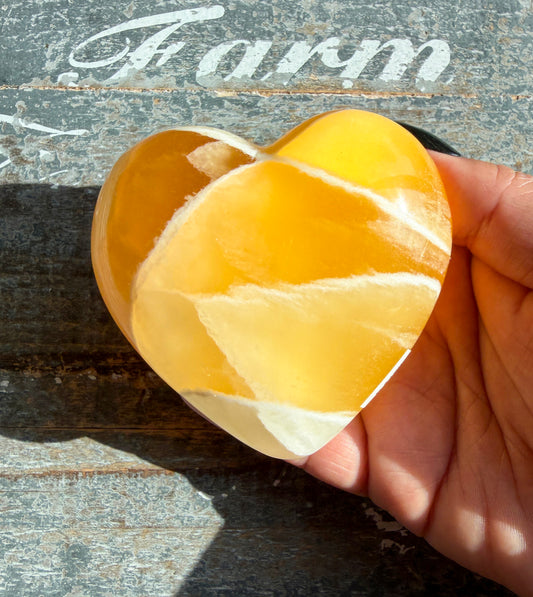Gorgeous Honeycomb Calcite Large Heart from Utah | Opt B