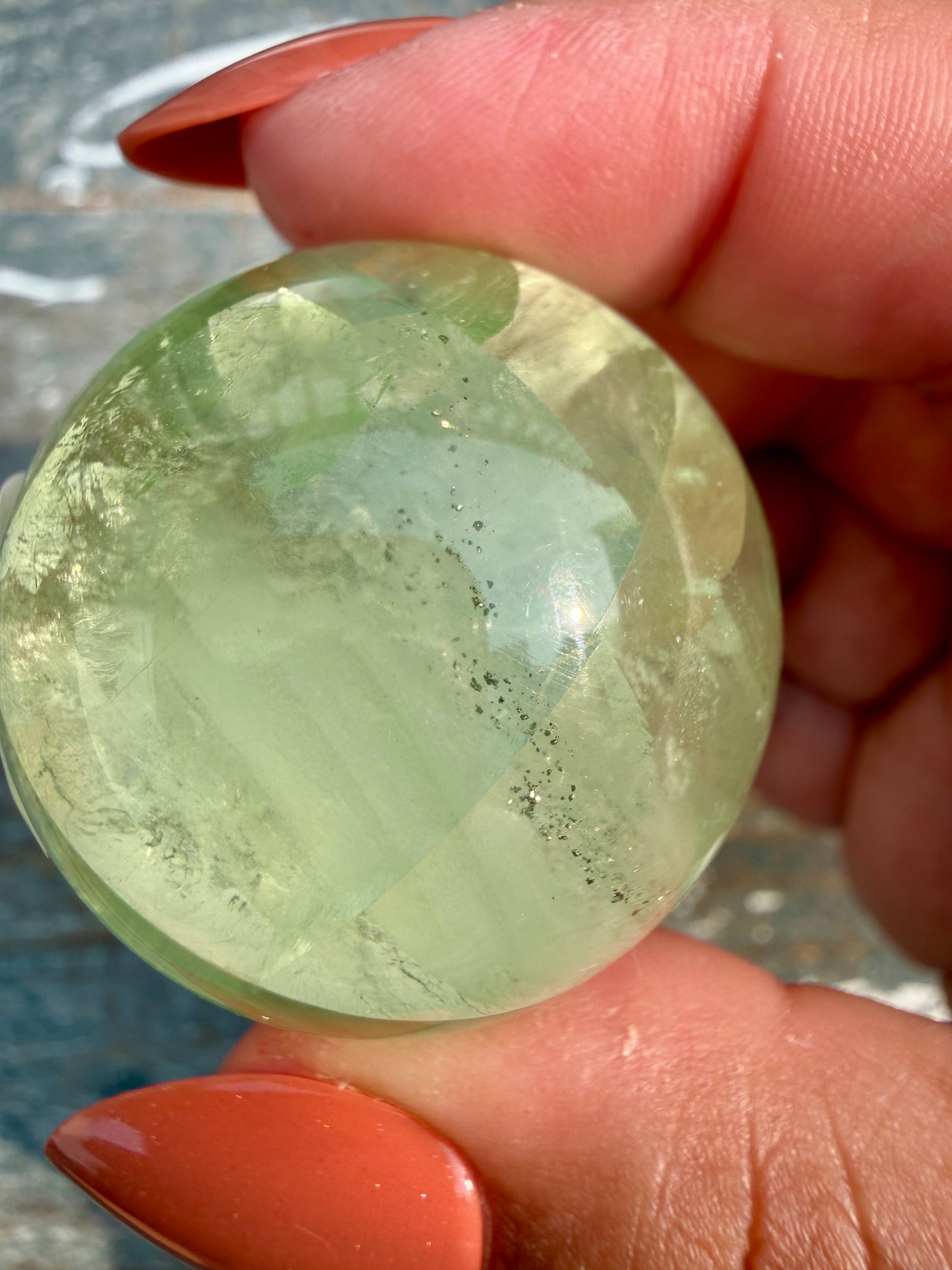 Gorgeous Lime Green Fluorite Sphere | Opt 51 *PYRITE INCLUSIONS