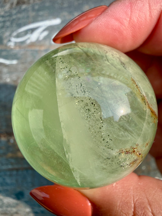 Gorgeous Lime Green Fluorite Sphere | Opt 55 *PYRITE INCLUSIONS